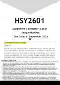 HSY2601 Assignment 3 (ANSWERS) Semester 2 2024 - DISTINCTION GUARANTEED