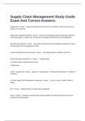  Supply Chain Management Study Guide Exam And Correct Answers.