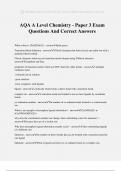 AQA A Level Chemistry - Paper 3 Exam Questions And Correct Answers