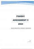 FIN4801 Assignment 5 (COMPLETE ANSWERS) 2024