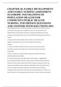 CHAPTER 18: FAMILY DEVELOPMENT AND FAMILY NURSING ASSESSMENT STANHOPE: FOUNDATIONS OF POPULATION HEALTH FOR COMMUNITY/PUBLIC HEALTH NURSING, 5TH EDITION QUESTIONS AND ANSWERS WITH SOLUTIONS 2024