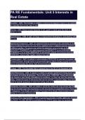 PA RE Fundamentals- Unit 5 Interests in Real Estate.  Questions & 100% Verified Correct Answers with complete solutions (Latest update 2024 2025