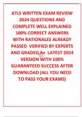 ATLS WRITTEN EXAM REVIEW 2024 QUESTIONS AND COMPLETE WELL EXPLAINED 100% CORRECT ANSWERS  WITH RATIONALES ALREADY PASSED  VERIFIED BY EXPERTS AND GRADED A+  LATEST 2024 VERSION WITH 100% GUARANTEED SUCCESS AFTER DOWNLOAD (ALL YOU NEED TO PASS YOUR EXAMS)