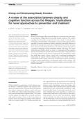  A review of the association between obesity and  cognitive function across the lifespan: implications  for novel approaches to prevention and treatment