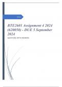  BTE2601 Assignment 4 2024 (620050) - DUE 5 September 2024