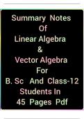 Summary Notes Of  Linear Algebra And  Vector Algebra  in  45  Pages  Pdf  