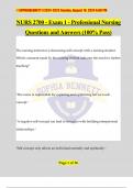 NURS 2700 - Exam 1 - Professional Nursing Questions and Answers (100% Pass)