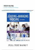 Test Bank  - for Leading and Managing in Nursing 8th Edition by Patricia S. Yoder-Wise, All Chapters | Complete Guide A+