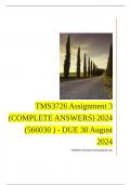 TMS3726 Assignment 3 (COMPLETE ANSWERS) 2024 (566030 ) - DUE 30 August 2024