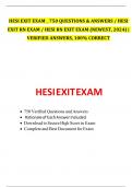 HESI EXIT EXAM _ 750 QUESTIONS & ANSWERS / HESI EXIT RN EXAM / HESI RN EXIT EXAM (NEWEST, 2024) | VERIFIED ANSWERS, 100% CORRECT