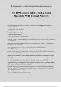 Bio 1500 Mizzou Schul TEST 2 Exam Questions With Correct Answers