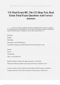 CE Final Exam RE, The CE Shop Test, Real Estate Final Exam Questions And Correct Answers