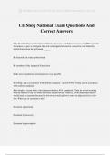 CE Shop National Exam Questions And Correct Answers