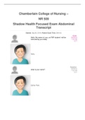 NR 509 Shadow Health Focused Exam Abdominal Transcript