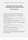 Asking Questions About Cultural Anthropology. Exam Questions With Correct Answers.