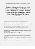 Chapter 3: Genetics, Conception, Fetal Development, and Reproductive Technology (Davis Advantage for Maternal-Newborn Nursing: Critical Components of Nursing Care). Exam Questions With Correct Answers