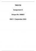 TMS3709 Assignment 5 Due 11 September 2024 (Detailed solution)