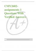 CMY2602- assignments 1  Questions With Verified Answers