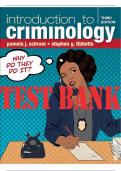 Test Bank For Introduction to Criminology, Why Do They Do It 3rd Edition By Pamela, Stephen Tibbetts