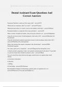 Dental Assistant Exam Questions And Correct Answers