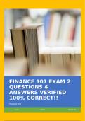 FINANCE 101 EXAM 2 QUESTIONS & ANSWERS VERIFIED 100% CORRECT!!