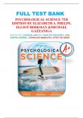 Test Bank for Psychological Science 7th Edition by Elizabeth A. Phelps, Elliot Berkman & Michael Gazzaniga All Chapters 1-15 LATEST