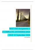 MAT1503 Assignment 5 (COMPLETE ANSWERS) 2024 - DUE 10 September 2024