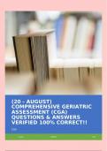 (20 - AUGUST) COMPREHENSIVE GERIATRIC ASSESSMENT (CGA) QUESTIONS & ANSWERS VERIFIED 100% CORRECT!!