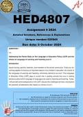 HED4807 Assignment 4 (COMPLETE ANSWERS) 2024 (525949) - DUE 9 October 2024