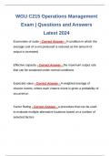 WGU C215 Operations Management Exam | Questions and Answers Latest 2024