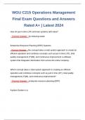 WGU C215 Operations Management Final Exam Questions and Answers Rated A+ | Latest 2024