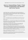 Janeway's Immunobiology Chapter 1: Basic Concepts in Immunology Exam Questions And Correct Answers