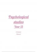 Summary of all studies included within year two psychology 