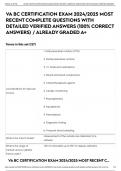 VA BC CERTIFICATION EXAM 2024/2025 MOST RECENT COMPLETE QUESTIONS WITH DETAILED VERIFIED ANSWERS (100% CORRECT ANSWERS) / ALREADY GRADED A+