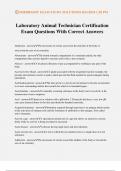 Laboratory Animal Technician Certification Exam Questions With Correct Answers