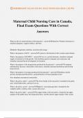 Maternal Child Nursing Care in Canada, Final Exam Questions With Correct Answers