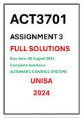 ACT3701 Assessment 3 Complete Solutions UNISA 2024 memorandum NEW 