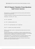 MCAT Organic Chemistry Exam Questions And Correct Answers