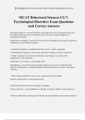 MCAT Behavioral Sciences Ch 7: Psychological Disorders Exam Questions And Correct Answers