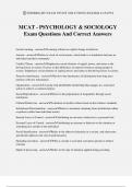 MCAT - PSYCHOLOGY & SOCIOLOGY Exam Questions And Correct Answers