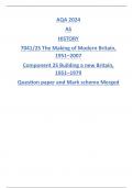 AQA 2024 AS HISTORY 7041/2S The Making of Modern Britain, 1951–2007 Component 2S Building a new Britain, 1951–1979 Question paper and Mark scheme Merged