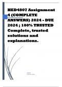 HED4807 Assignment 4 (COMPLETE ANSWERS) 2024 - DUE 2024 ; 100% TRUSTED Complete, trusted solutions and explanations.