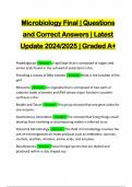 Microbiology Final | Questions and Correct Answers | Latest Update 2024/2025 | Graded A+