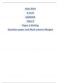 AQA 2024 A-level GERMAN 7662/2 Paper 2 Writing Question paper and Mark scheme Merged