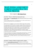 NR 451 WEEK 6 ASSIGNMENT: EVIDENCE BASED PRACTICE CHANGE PROCESS ( 2021 LATEST UPDATE )