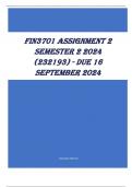 FIN3701 Assignment 2 Semester 2 2024 (232193) - DUE 16 September 2024