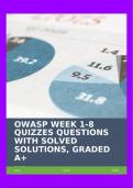 OWASP WEEK 1-8 QUIZZES QUESTIONS WITH SOLVED SOLUTIONS, GRADED A+