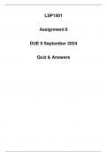 LSP1501 Assignment 8 Due 9 SEPTEMBER 2024 (Detailed solution)