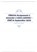 FIN3701 Assignment 2 Semester 2 2024 (232193) - DUE 16 September 2024