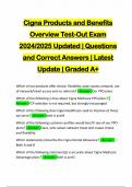 Cigna Products and Benefits Overview Test-Out Exam 2024/2025 Updated | Questions and Correct Answers | Latest Update | Graded A+